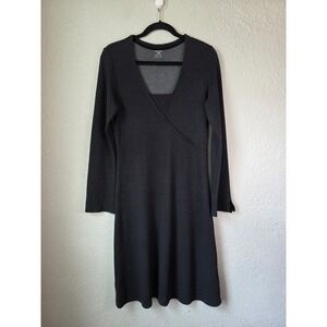 Horny Toad Women's Charcoal Gray V Neck Midi Dress Size Medium